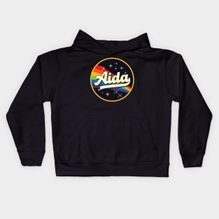 Aida // Rainbow In Space Vintage Style Kids Hoodie